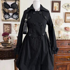 subversive romantic goth coquette grunge black coat w bubble style bottom